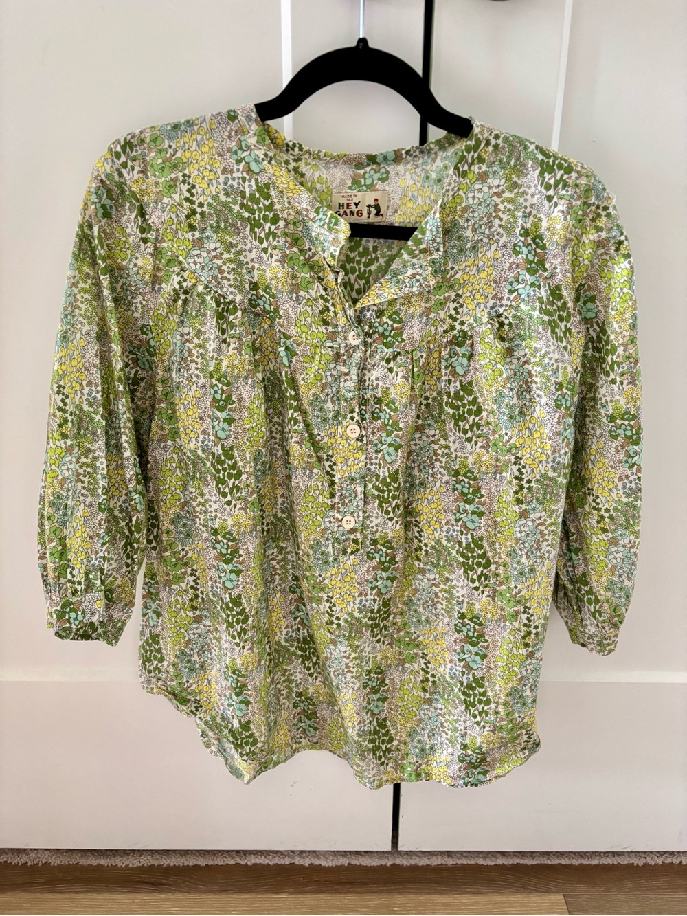 Hey Gang Green Floral Cotton Top
